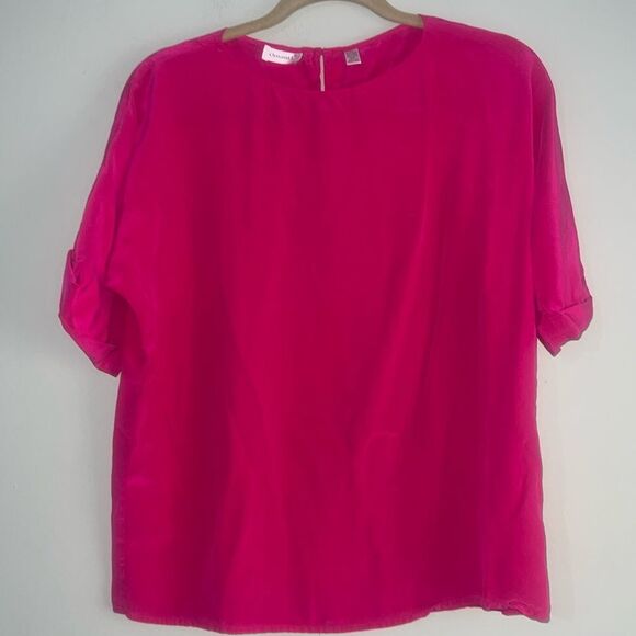Omanti 100% silk short sleeve top size 8 - Picture 1 of 6